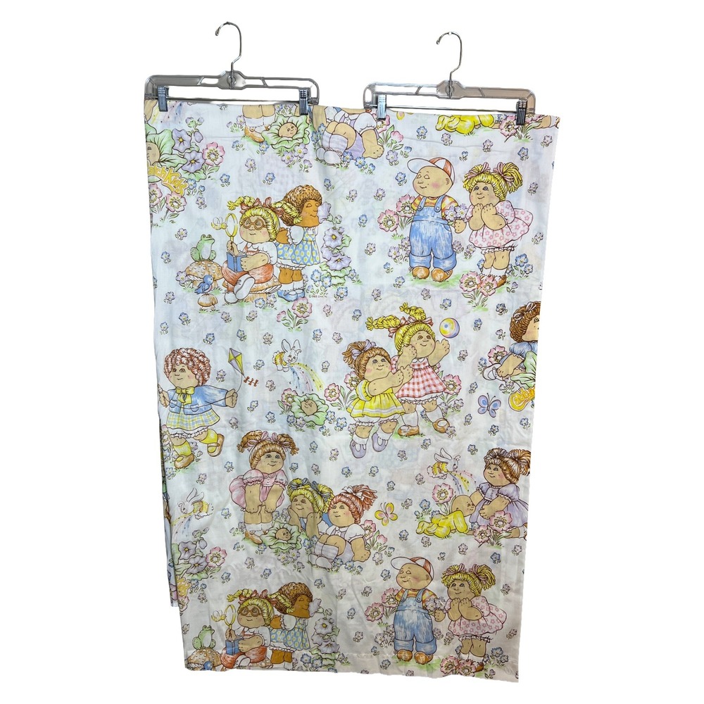 Pequot Cabbage Patch Kids Twin Flat Sheet 1983 Vintage Pastel Kidcore Aesthetic